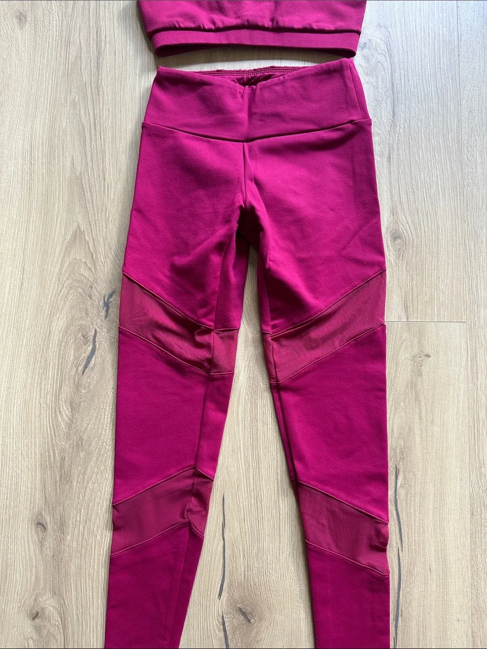 Girls' Bright Fuchsia Dance Set — Crop Top & High-Waist Leggings
